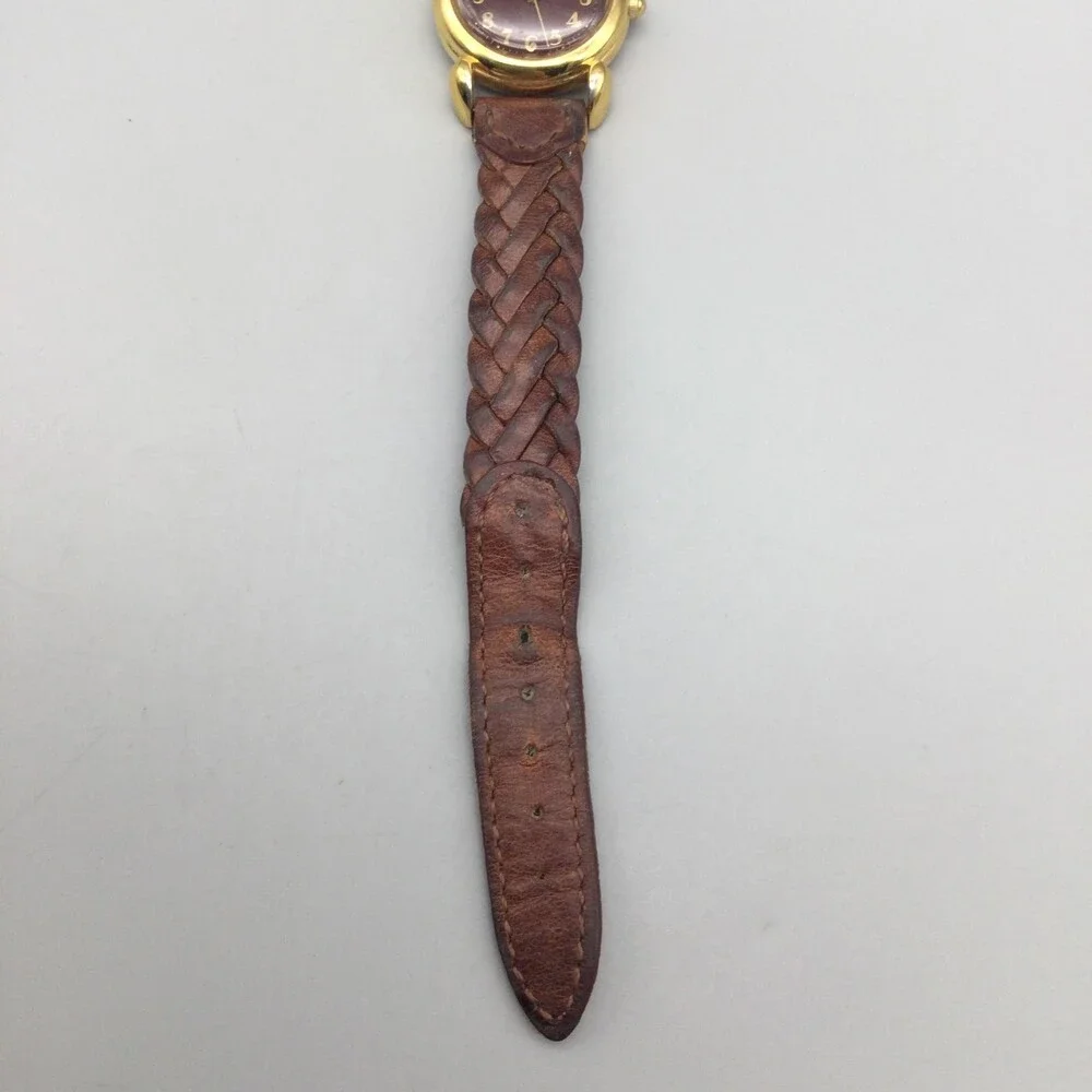 Vintage Guess Womens Watch 24mm Brown Dial Gold Tone Braided Leather New Battery